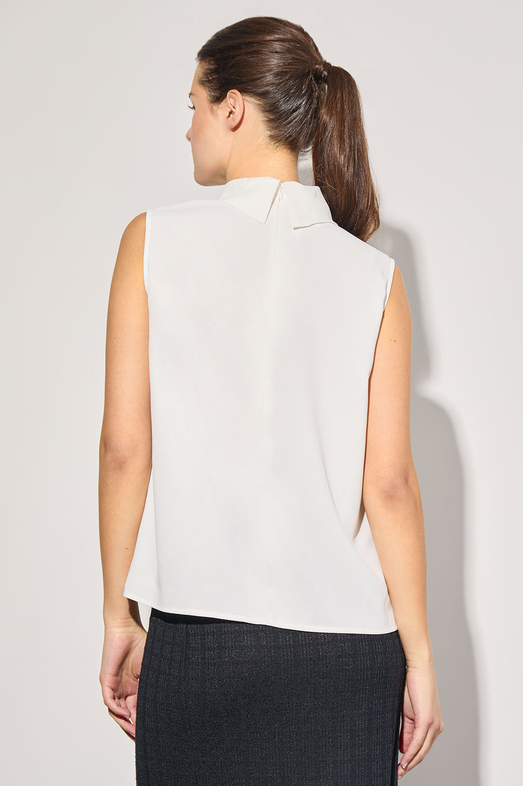 Crepe de Chine Mock Neck Tank