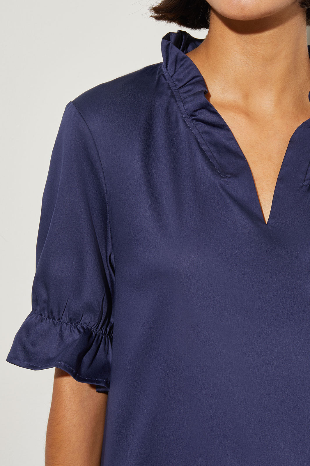 Modern Fit Ruffle Detail Cotton Poplin Shift Dress