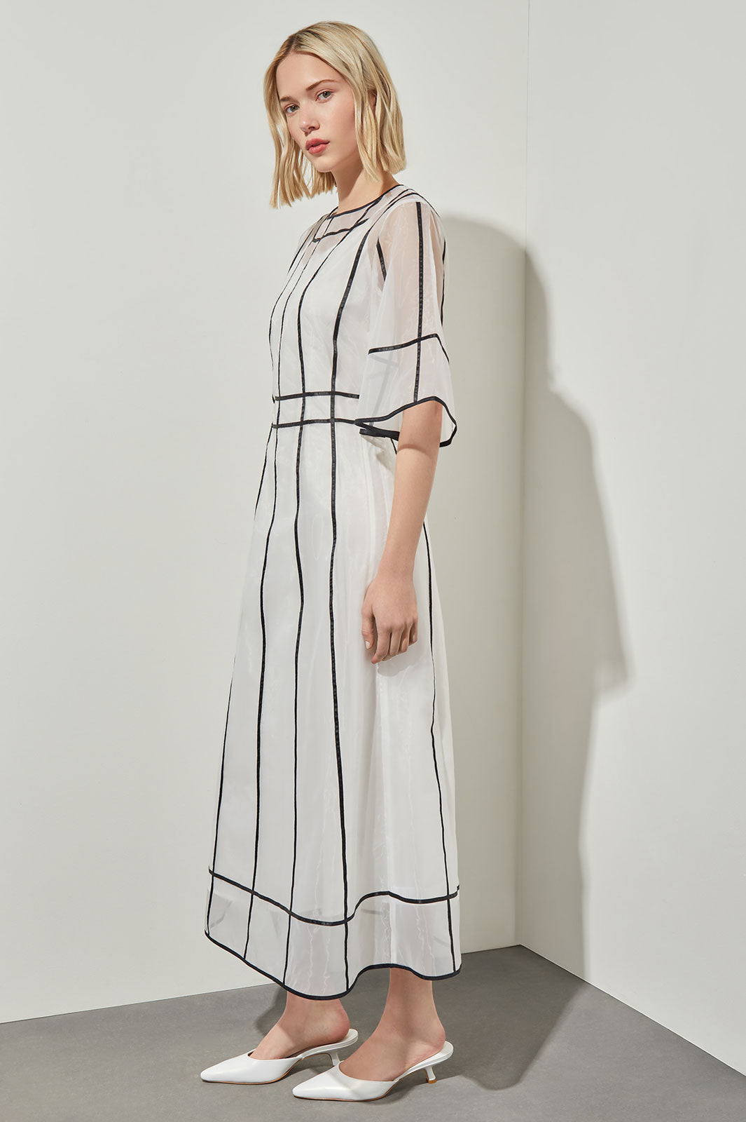 Modern Fit-N-Flare Midi Dress - Contrast Stripe Organza