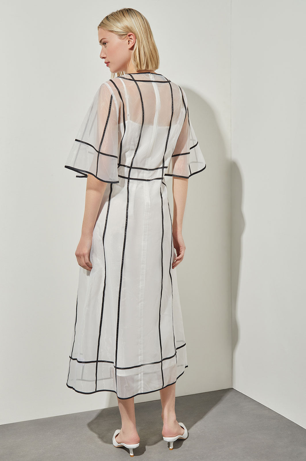 Modern Fit-N-Flare Midi Dress - Contrast Stripe Organza