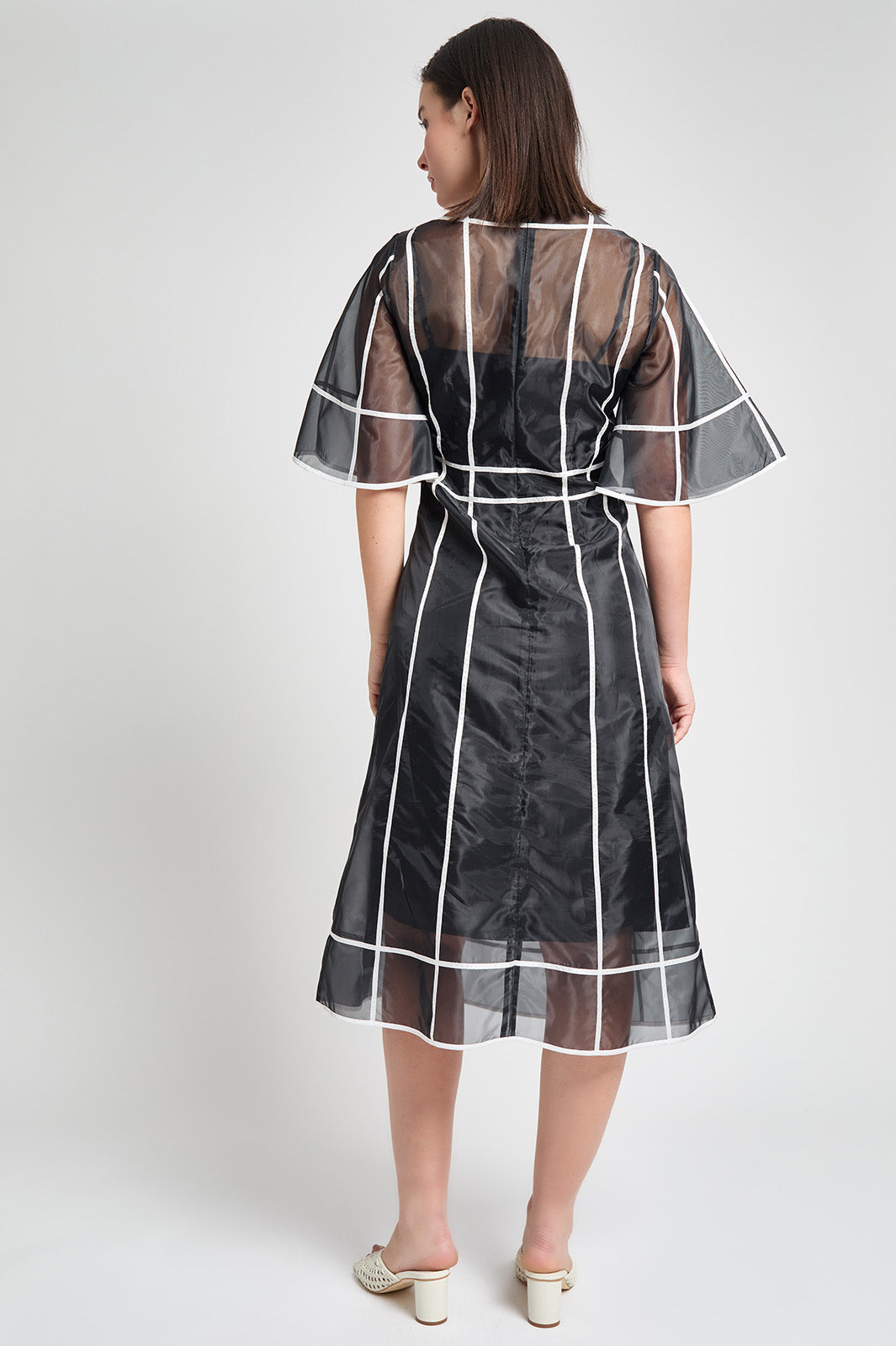 Modern Fit-N-Flare Midi Dress - Contrast Stripe Organza