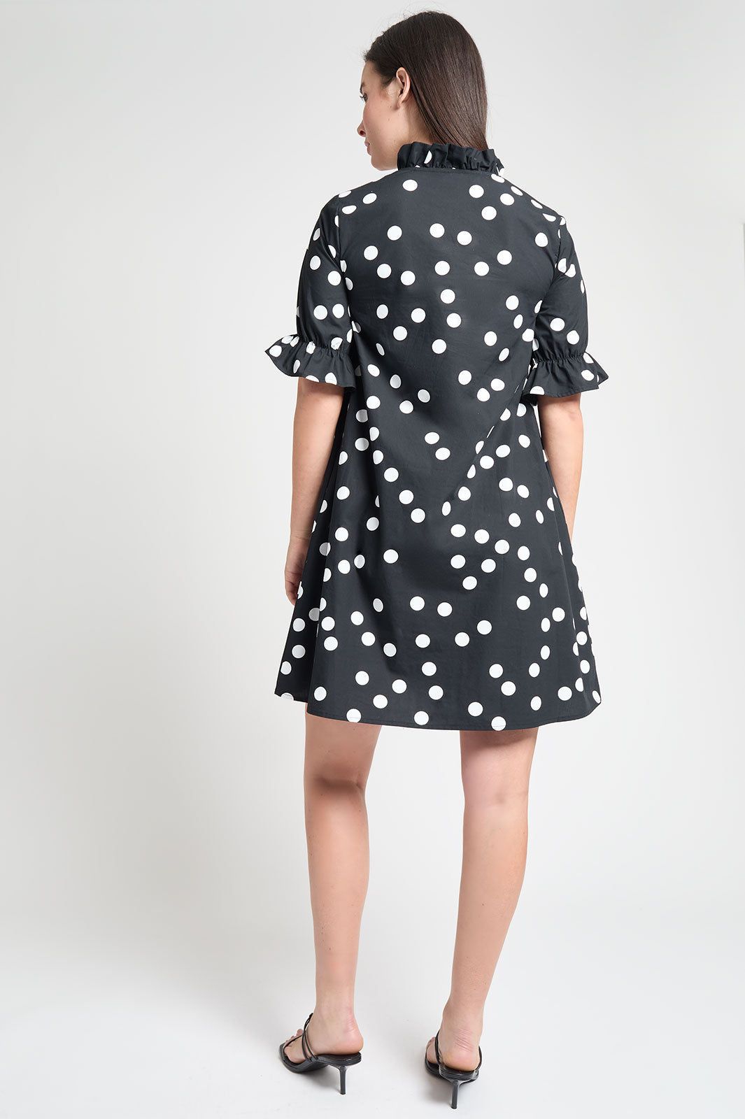 Modern Fit Ruffle Detail Cotton Poplin Shift Dress